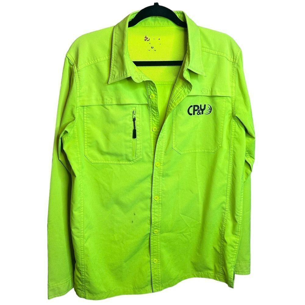 5 for $25🔥Medium Long Sleeve Neon Yellow Fishing/ Outdoor‎ Button Down Shirt